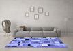 Machine Washable Patchwork Blue Transitional Rug in a Living Room, wshcon371blu