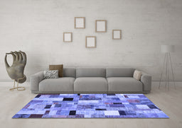 Machine Washable Patchwork Blue Transitional Rug in a Living Room, wshcon371blu