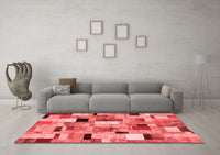 Machine Washable Patchwork Red Transitional Rug, wshcon371red