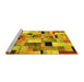 Sideview of Machine Washable Patchwork Yellow Transitional Rug, wshcon371yw