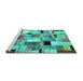 Sideview of Machine Washable Patchwork Turquoise Transitional Area Rugs, wshcon371turq