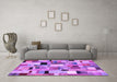 Machine Washable Patchwork Purple Transitional Area Rugs in a Living Room, wshcon371pur