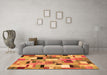 Machine Washable Patchwork Orange Transitional Area Rugs in a Living Room, wshcon371org