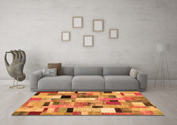 Machine Washable Patchwork Orange Transitional Area Rugs in a Living Room, wshcon371org