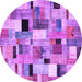 Round Patchwork Purple Transitional Rug, con371pur