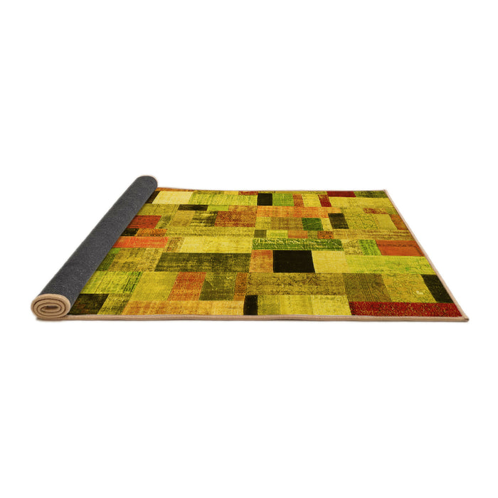 Sideview of Patchwork Yellow Transitional Rug, con371yw