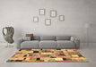 Machine Washable Patchwork Brown Transitional Rug in a Living Room,, wshcon371brn