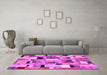 Machine Washable Patchwork Pink Transitional Rug in a Living Room, wshcon371pnk