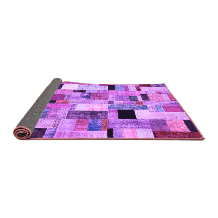 Sideview of Patchwork Purple Transitional Rug, con371pur
