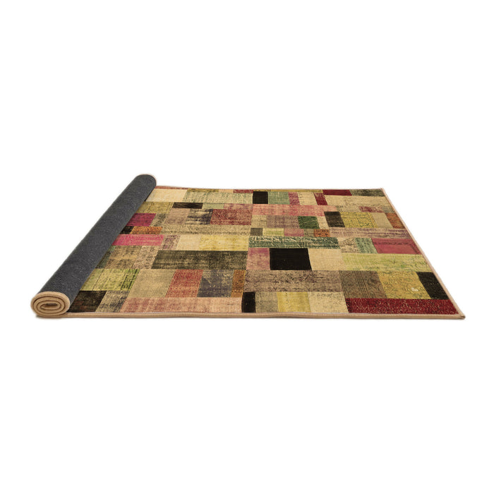 Sideview of Patchwork Brown Transitional Rug, con371brn