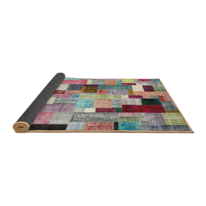 Thickness of Contemporary Chestnut Brown Patchwork Rug, con372