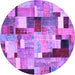 Round Machine Washable Patchwork Purple Transitional Area Rugs, wshcon372pur