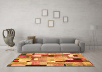 Machine Washable Patchwork Orange Transitional Rug, wshcon372org