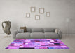 Machine Washable Patchwork Purple Transitional Area Rugs in a Living Room, wshcon372pur