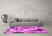 Machine Washable Patchwork Pink Transitional Rug in a Living Room, wshcon372pnk