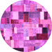 Round Machine Washable Patchwork Pink Transitional Rug, wshcon372pnk