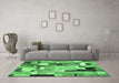Machine Washable Patchwork Emerald Green Transitional Area Rugs in a Living Room,, wshcon372emgrn