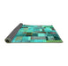 Sideview of Patchwork Turquoise Transitional Rug, con372turq