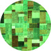 Square Patchwork Green Transitional Rug, con372grn