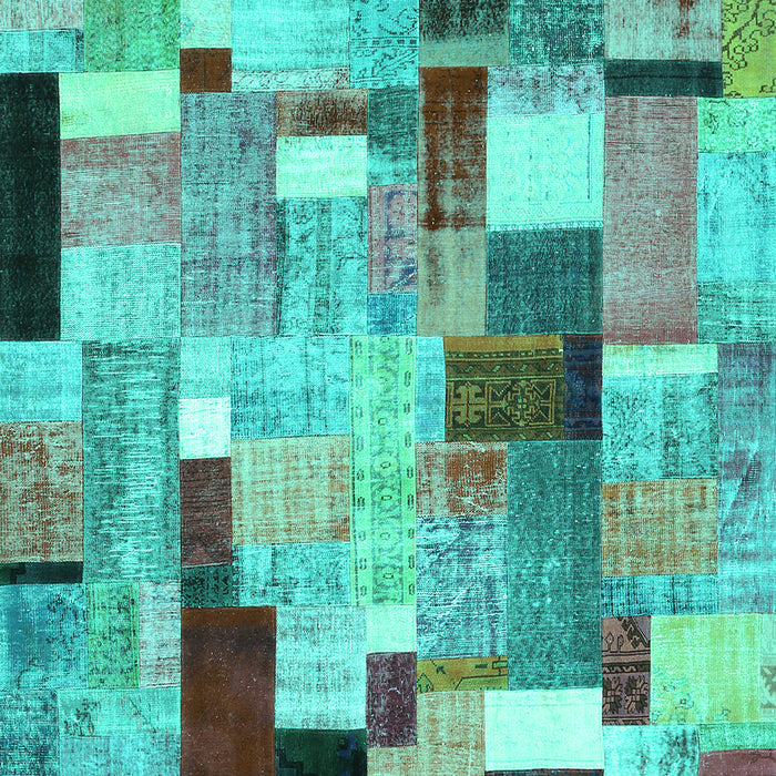 Patchwork Turquoise Transitional Rug, con372turq