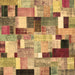 Square Patchwork Brown Transitional Rug, con372brn