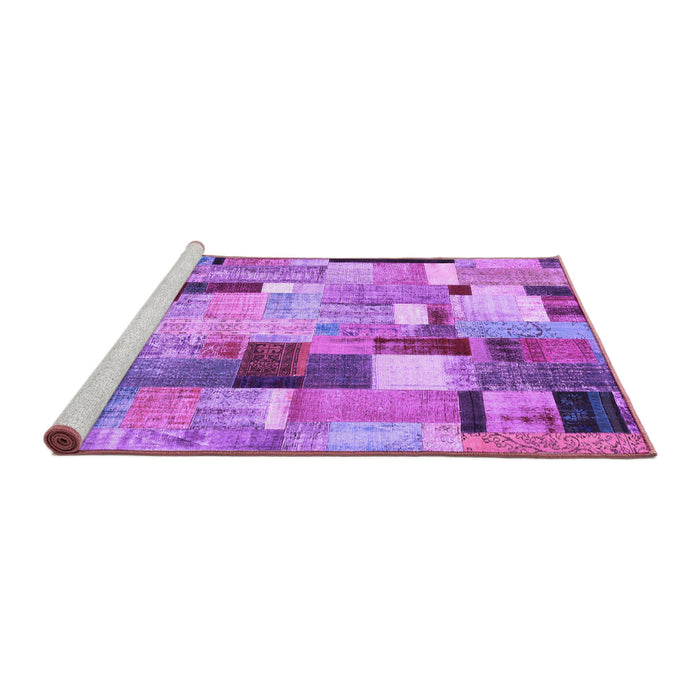 Sideview of Machine Washable Patchwork Purple Transitional Area Rugs, wshcon372pur