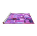 Sideview of Machine Washable Patchwork Purple Transitional Area Rugs, wshcon372pur