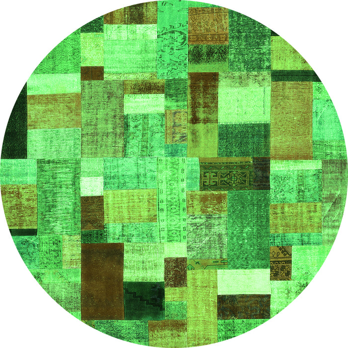 Machine Washable Patchwork Green Transitional Area Rugs, wshcon372grn