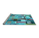 Sideview of Machine Washable Patchwork Light Blue Transitional Rug, wshcon372lblu