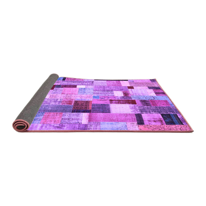 Sideview of Patchwork Purple Transitional Rug, con372pur