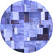 Round Patchwork Blue Transitional Rug, con372blu