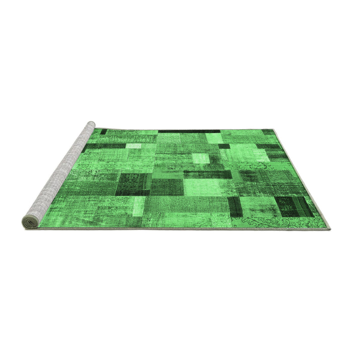 Sideview of Machine Washable Patchwork Emerald Green Transitional Area Rugs, wshcon372emgrn