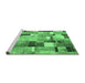 Sideview of Machine Washable Patchwork Emerald Green Transitional Area Rugs, wshcon372emgrn