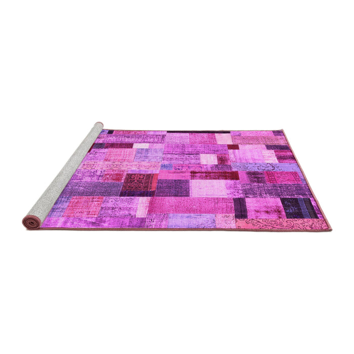 Sideview of Machine Washable Patchwork Pink Transitional Rug, wshcon372pnk
