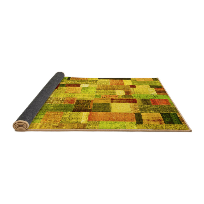 Sideview of Patchwork Yellow Transitional Rug, con372yw