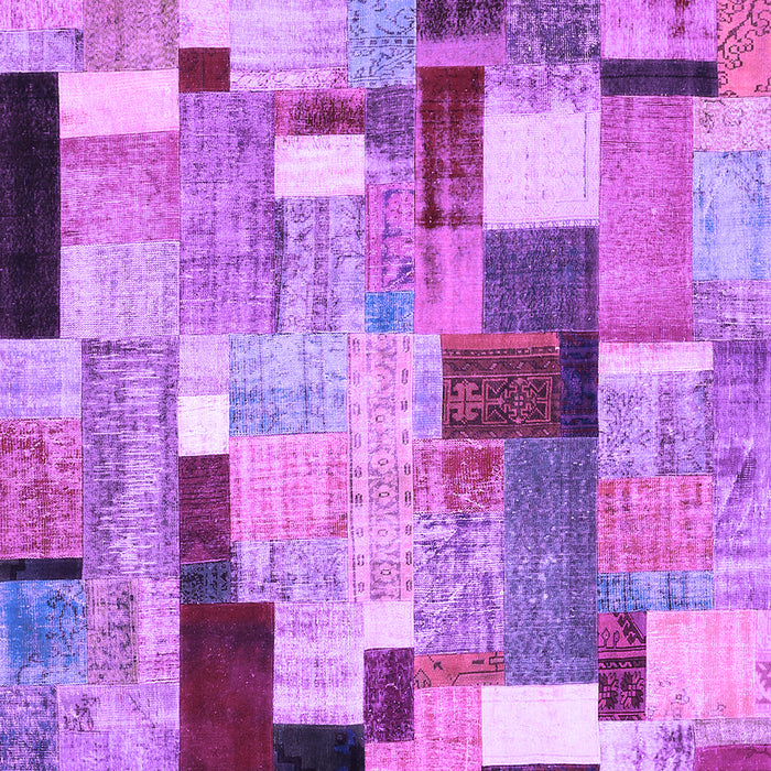 Machine Washable Patchwork Purple Transitional Area Rugs, wshcon372pur