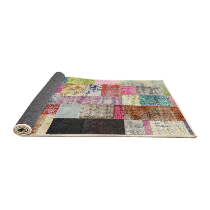 Thickness of Contemporary Rust Pink Patchwork Rug, con373
