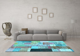 Machine Washable Patchwork Light Blue Transitional Rug in a Living Room, wshcon373lblu
