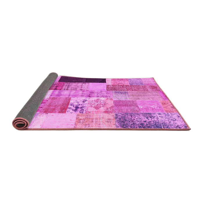 Sideview of Patchwork Pink Transitional Rug, con373pnk