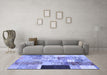 Machine Washable Patchwork Blue Transitional Rug in a Living Room, wshcon373blu