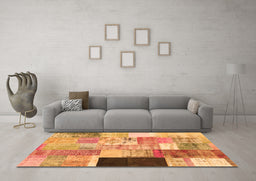 Machine Washable Patchwork Orange Transitional Area Rugs in a Living Room, wshcon373org