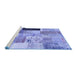 Sideview of Machine Washable Patchwork Blue Transitional Rug, wshcon373blu