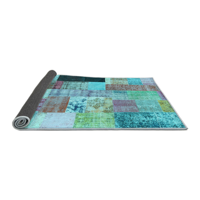 Sideview of Patchwork Light Blue Transitional Rug, con373lblu