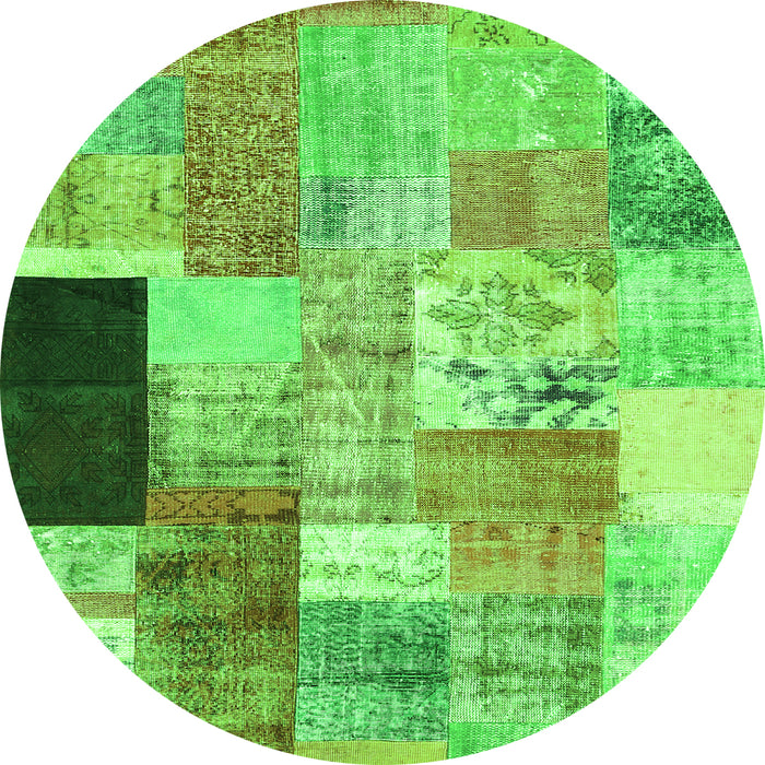 Machine Washable Patchwork Green Transitional Area Rugs, wshcon373grn