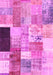 Machine Washable Patchwork Pink Transitional Rug, wshcon373pnk