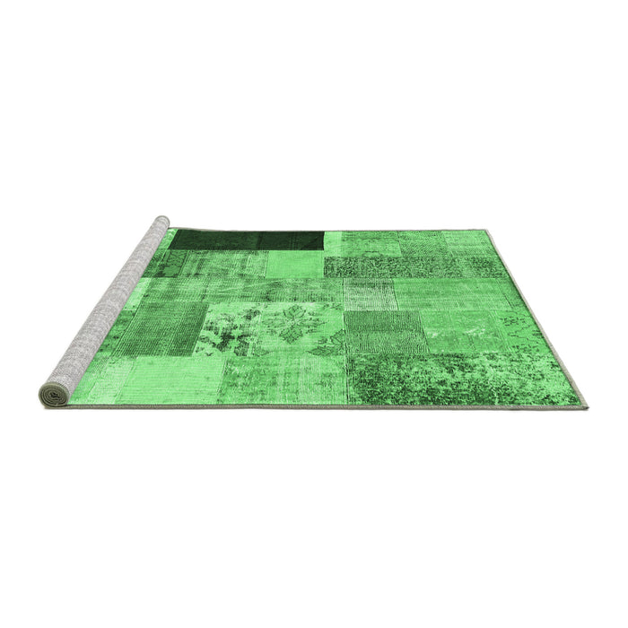 Sideview of Machine Washable Patchwork Emerald Green Transitional Area Rugs, wshcon373emgrn
