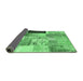 Sideview of Patchwork Emerald Green Transitional Rug, con373emgrn