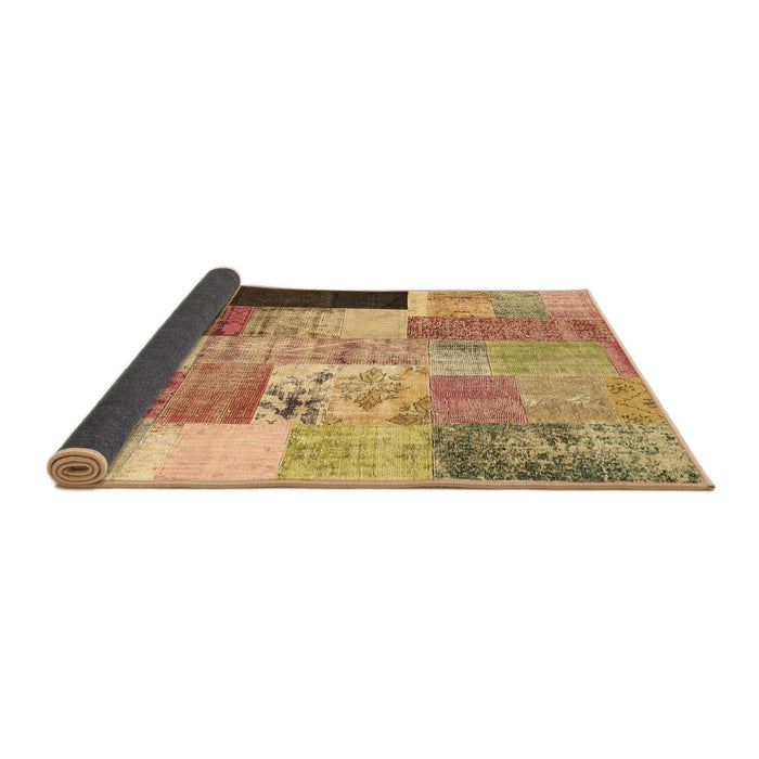 Sideview of Patchwork Brown Transitional Rug, con373brn