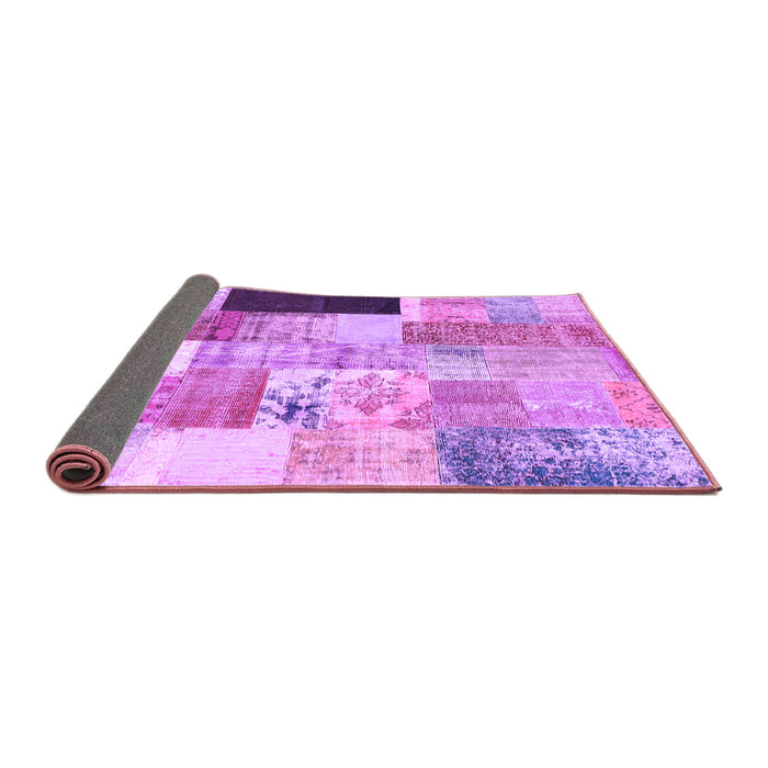 Sideview of Patchwork Purple Transitional Rug, con373pur