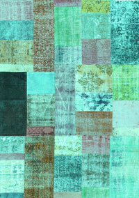 Patchwork Turquoise Transitional Rug, con373turq